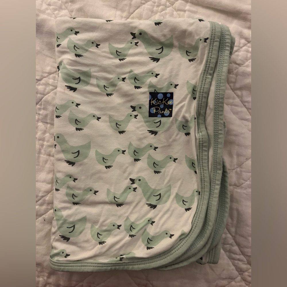 Kickee Pants Swaddling Blanket Green Ducks